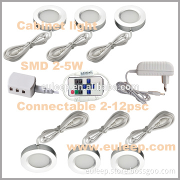Set of 3-6 LED Under Cabinet Lighting Kit - 2W LED Puck Lights with UL-listed Power Adapter for Closet/Kitchen Cabinet